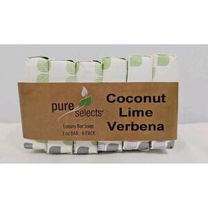 Pure Selects Coconut Lime Verbena Oatmeal Bar Soap 6 Bar Lot, 3oz. each FRESH!!